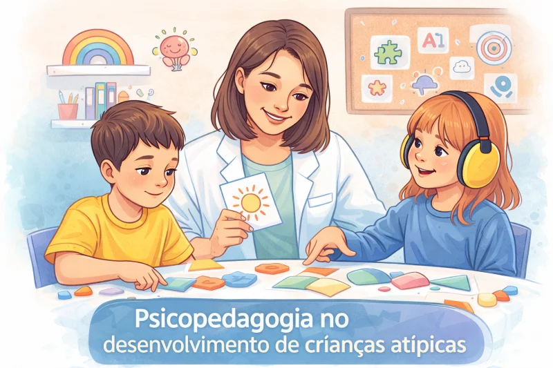 Imagem de destaque para o artigo: Psicopedagogia para Crianças Atípicas: Por Que Esse Acompanhamento é Essencial no Desenvolvimento Infantil?