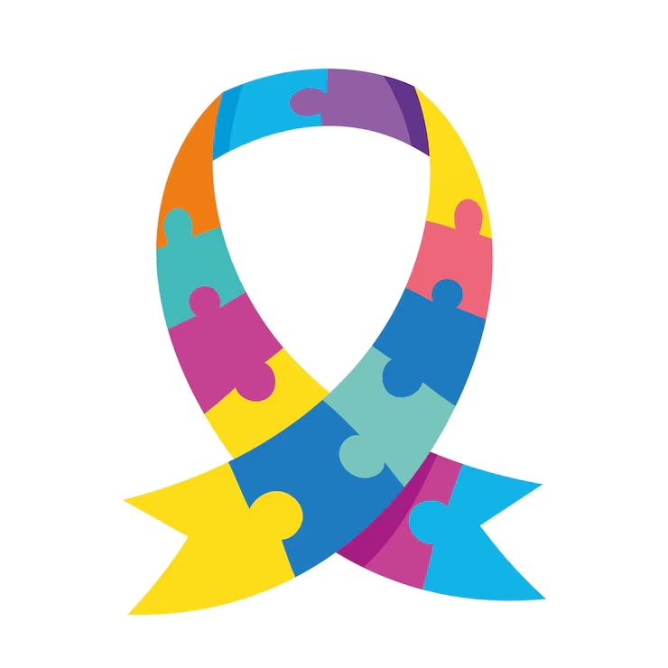 Símbolo do autismo com peças de quebra-cabeça coloridas